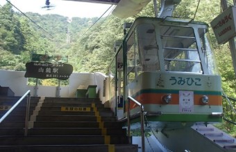 ロープウェイに乗り込む